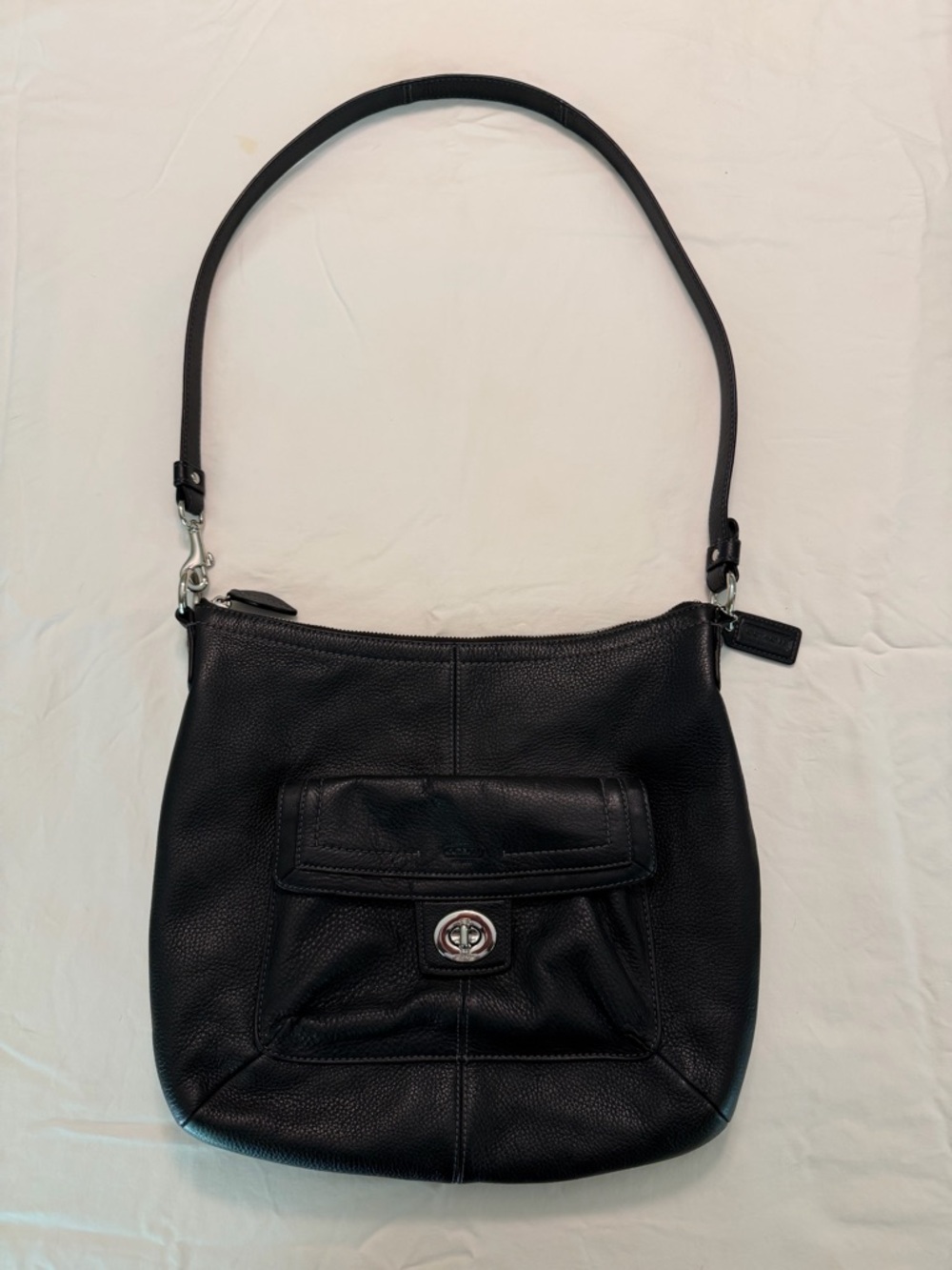 Coach Penelope Black Pebbled Leather Handbag